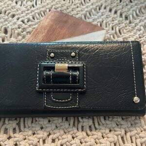 Lovcat Paris black leather long Wallet hearts